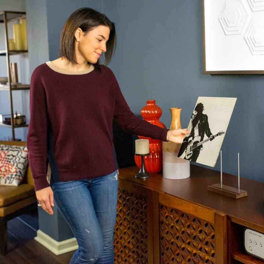 tabletop record display in use