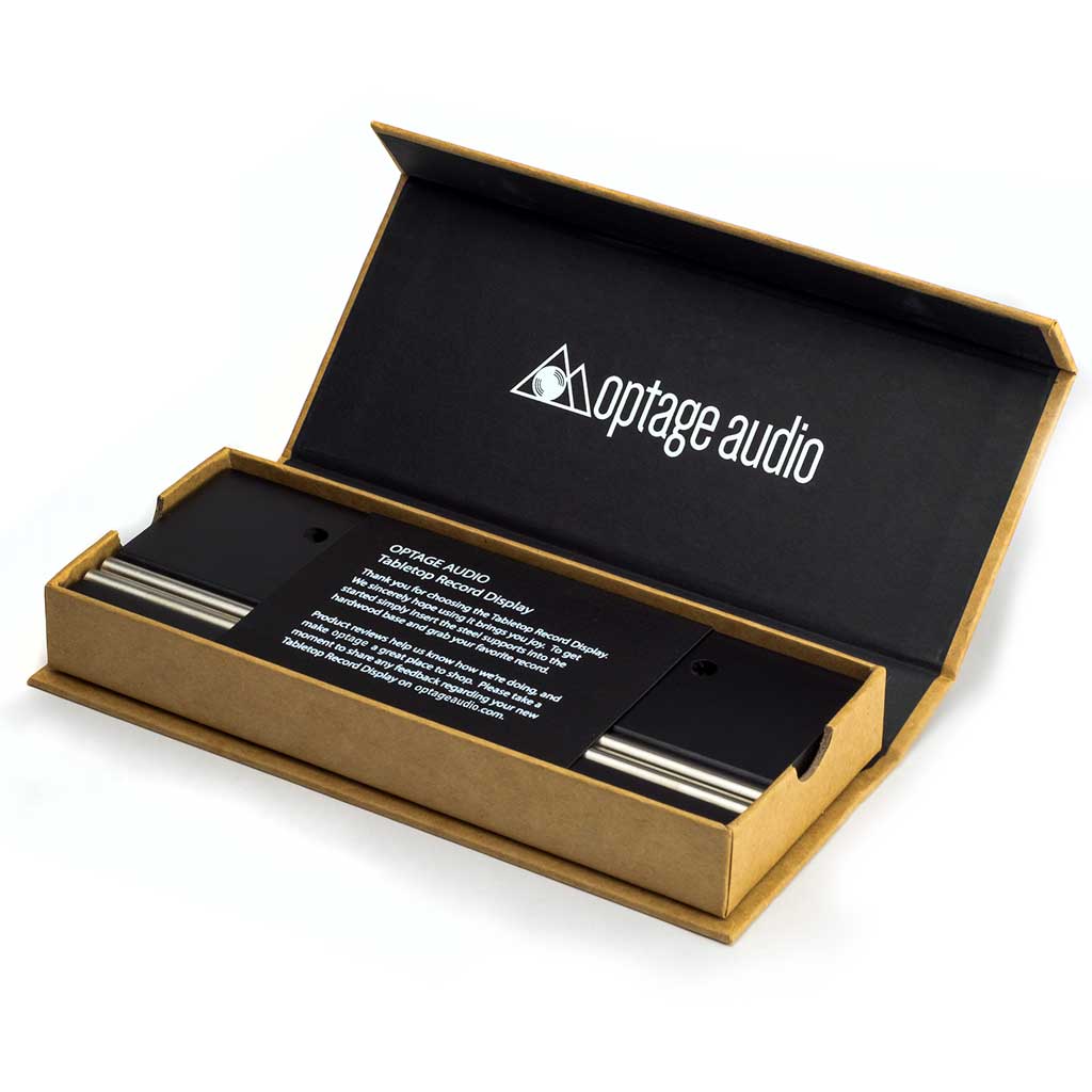 optage audio record stand black oak gift box