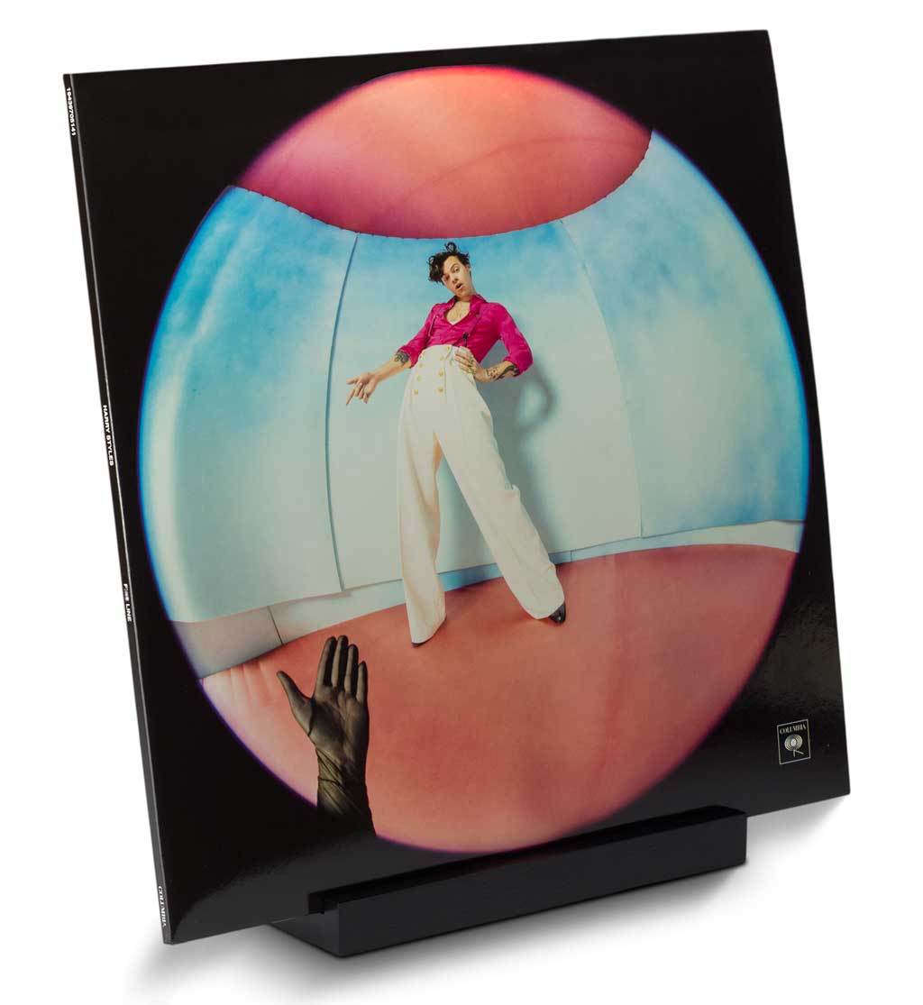 optage audio record stand black oak side filled